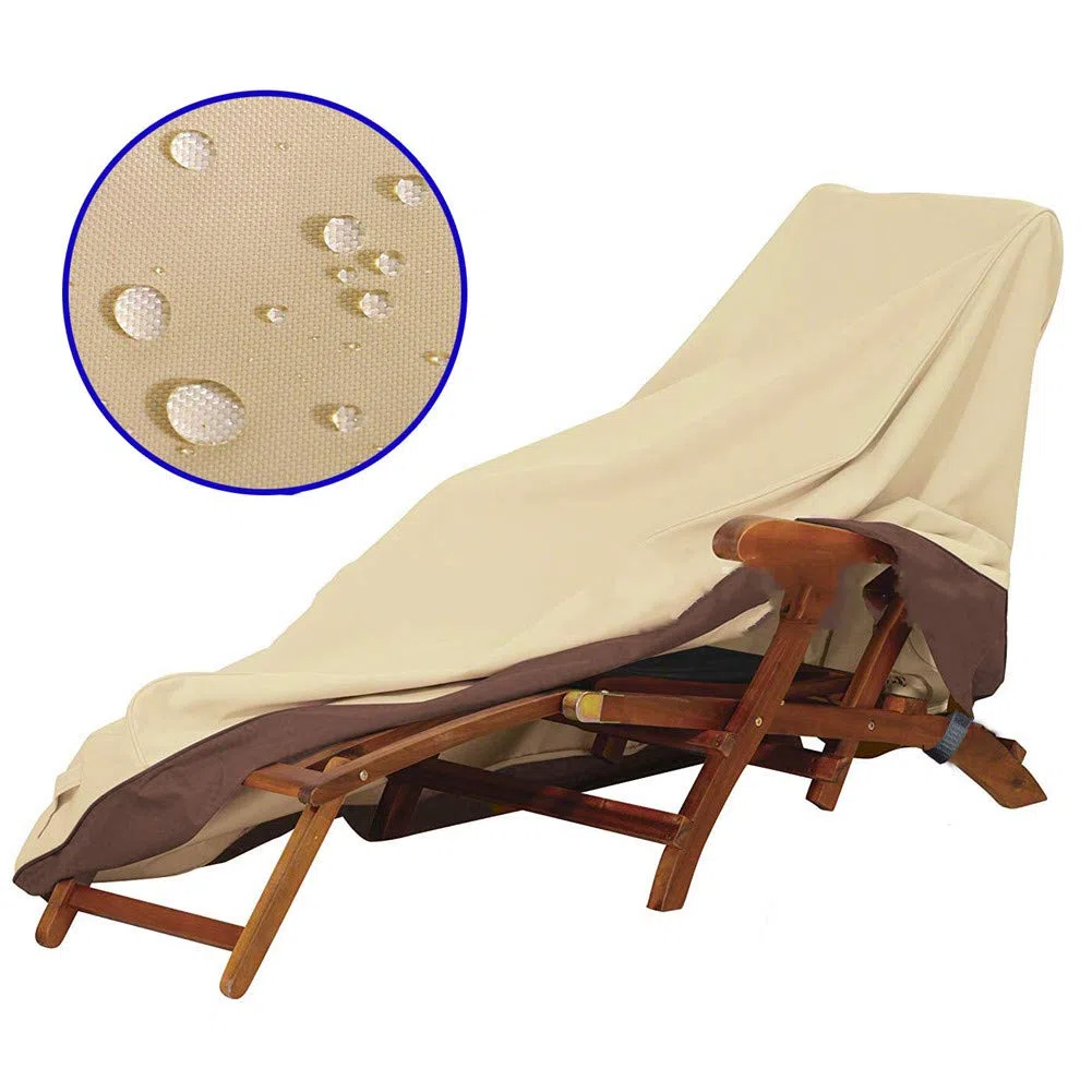 Copertura impermeabile per lettino prendisole da giardino, antivento, anti UV, protezione per mobili da giardino in rattan, 208 x 76 x (41-79) cm (marrone e beige)