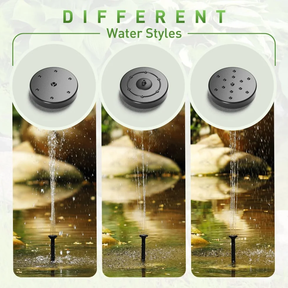 Pompa dell'Acqua Solare,Fontana Solare da 10 W 500L/H 9V con Grande Pannello Solare 3 Ugelli,per Vasca da Bagno per Uccelli Giardino Piccoli Laghetti