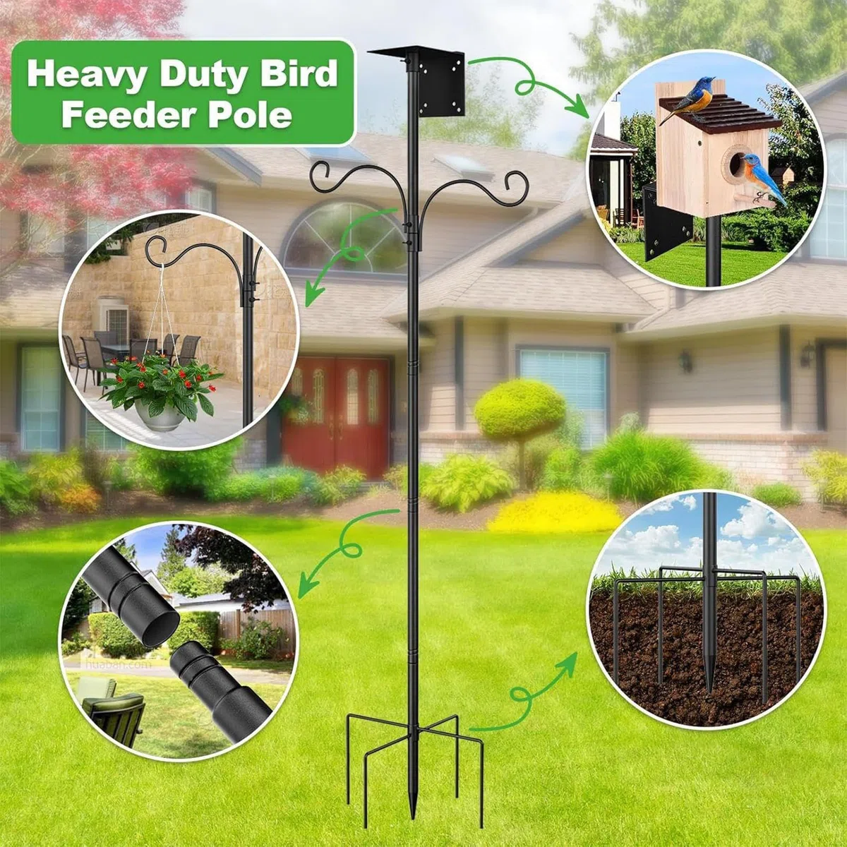 Palo per mangiatoia per uccelli, regolabile, resistente, per esterni, per birdwatching, decorazione da giardino, casetta per uccelli, per esterni, cortile, prato, stazione meteorologica