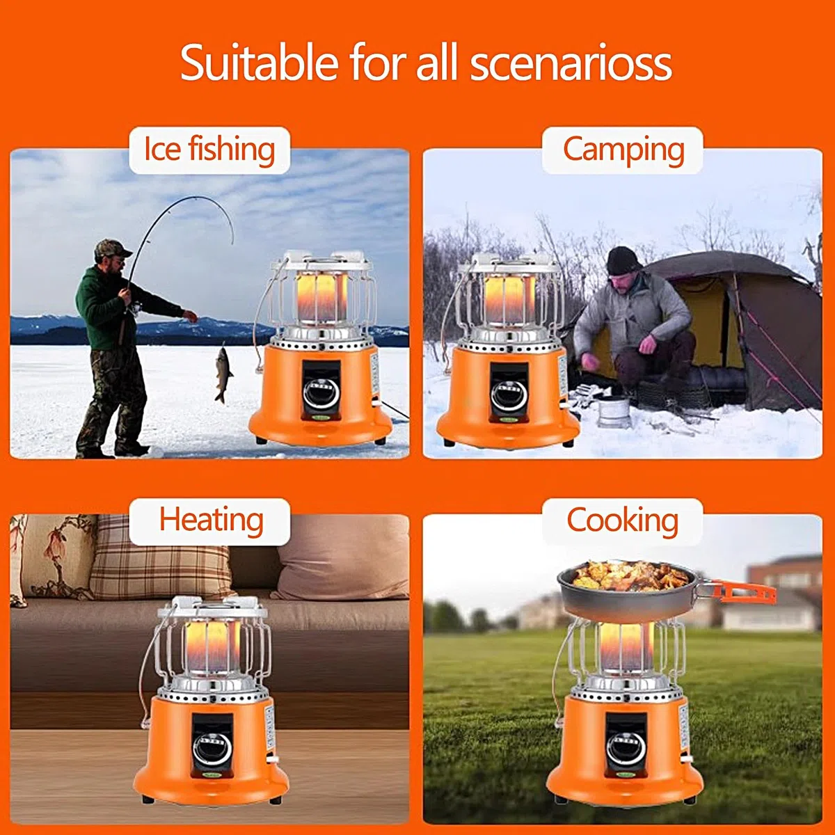 Riscaldatore da Esterno, 3600W ad Alta Potenza Stufa da Esterno Giardino, 3 Secondi di Calore Rapido, Riscaldatore a Gas per Campeggio Riscaldamento Cucina