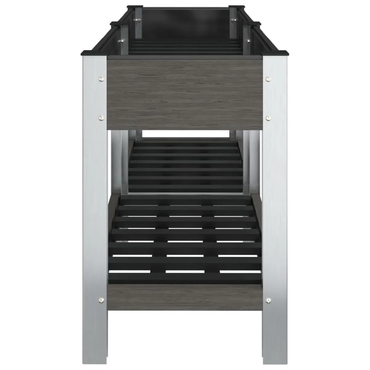 Gecheer Fioriera Rialzata da Giardino, con Ripiano, 175x50x75 cm, in WPC e Acciaio, per Balcone Patio e Orto Domestico