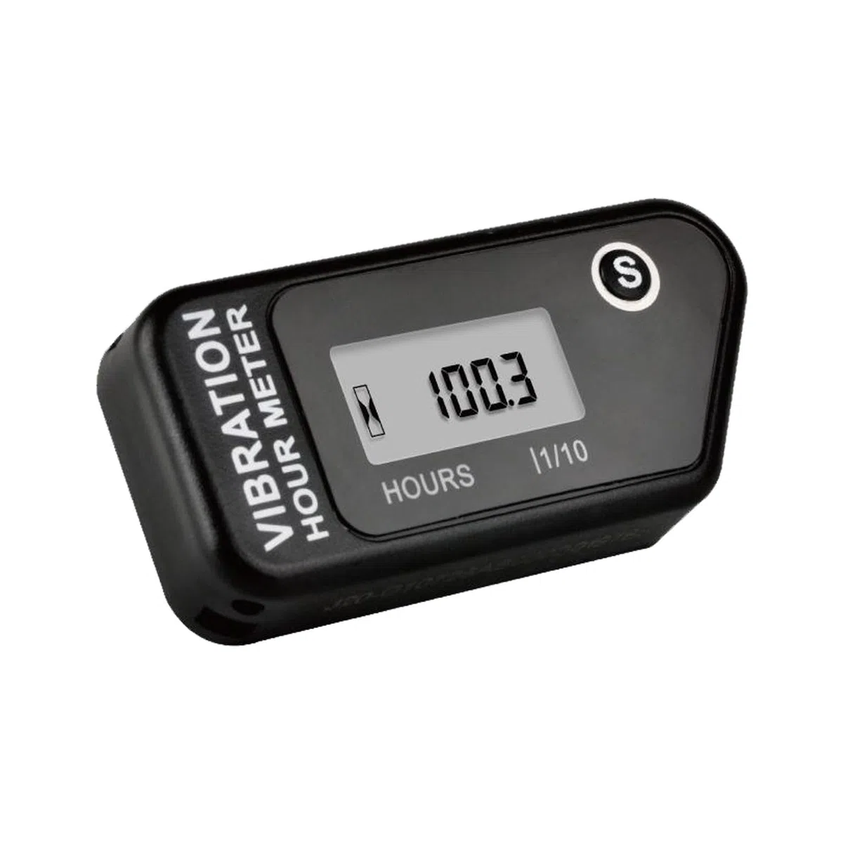 Jayron LCD Contaore a vibrazione impermeabile IP68 per tosaerba, Nero | Autoalimentato, senza cablaggio, ore totali non azzerabili, timer TMR azzerabile, 3 sensibilità, blocco per trasporto