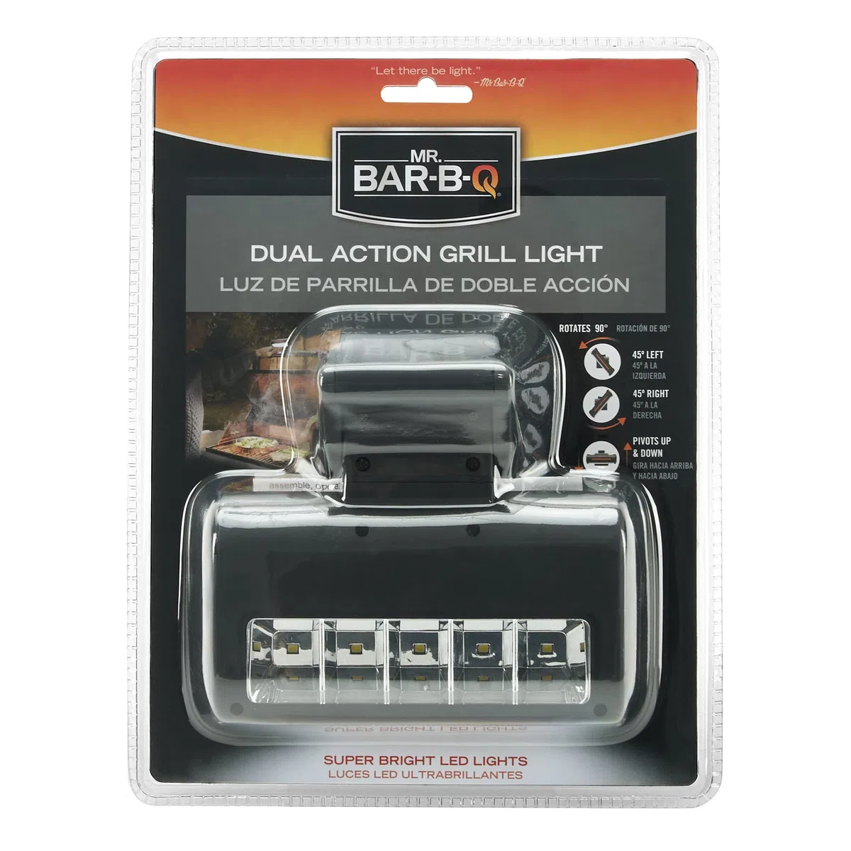 Mr. Bar-B-Q Luce a LED super luminosa a doppia azione, testa regolabile e cinghia per tutto lo spazio di cottura, resistente all'acqua e al calore
