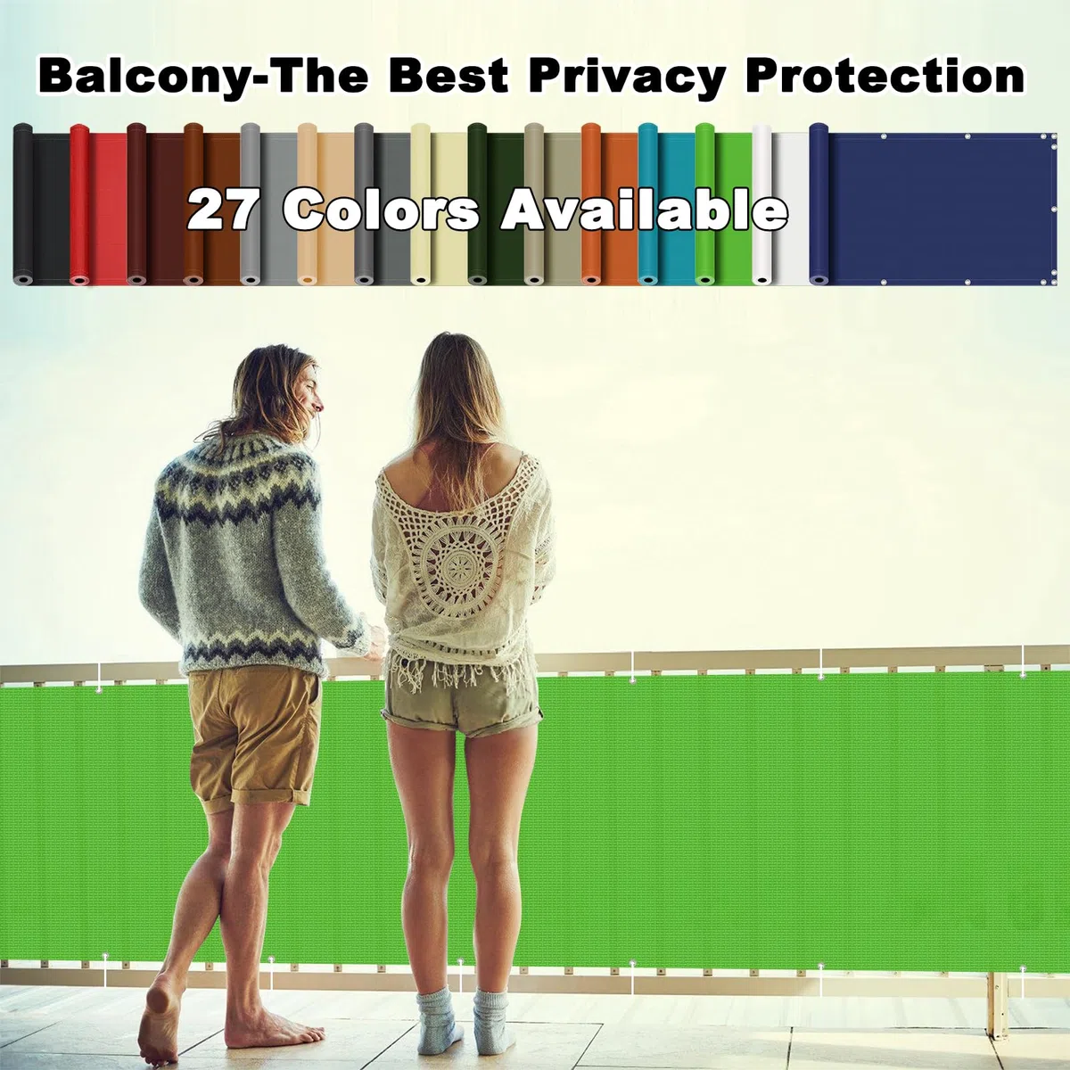 Recinzione per balcone, 4 x 4 m, in resina UV, visibile, senza fori, con fascette stringicavo, per ringhiere, colore verde