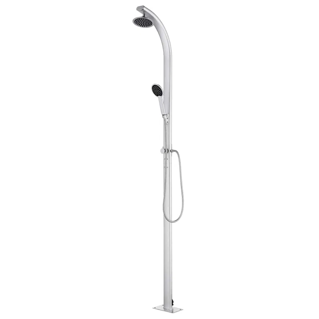 Doccia da giardino in alluminio, altezza 215 cm, con soffione e doccetta per giardino, piscina, vasca idromassaggio, accessorio per esterni, terrazza, uso estivo, resistente alle