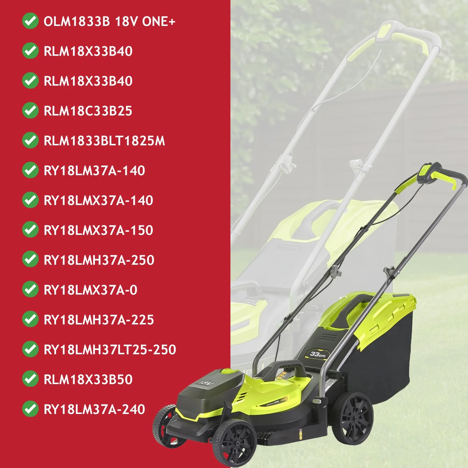 Spares2go Set di maniglie di controllo per tosaerba Ryobi OLM1833B 18V ONE+ (mano sinistra e destra)