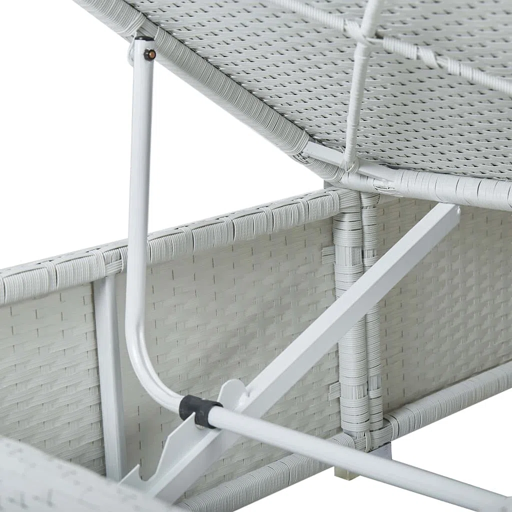 vidaXL Lettini Prendisole con Tavolino 3 pz in Polyrattan Bianco