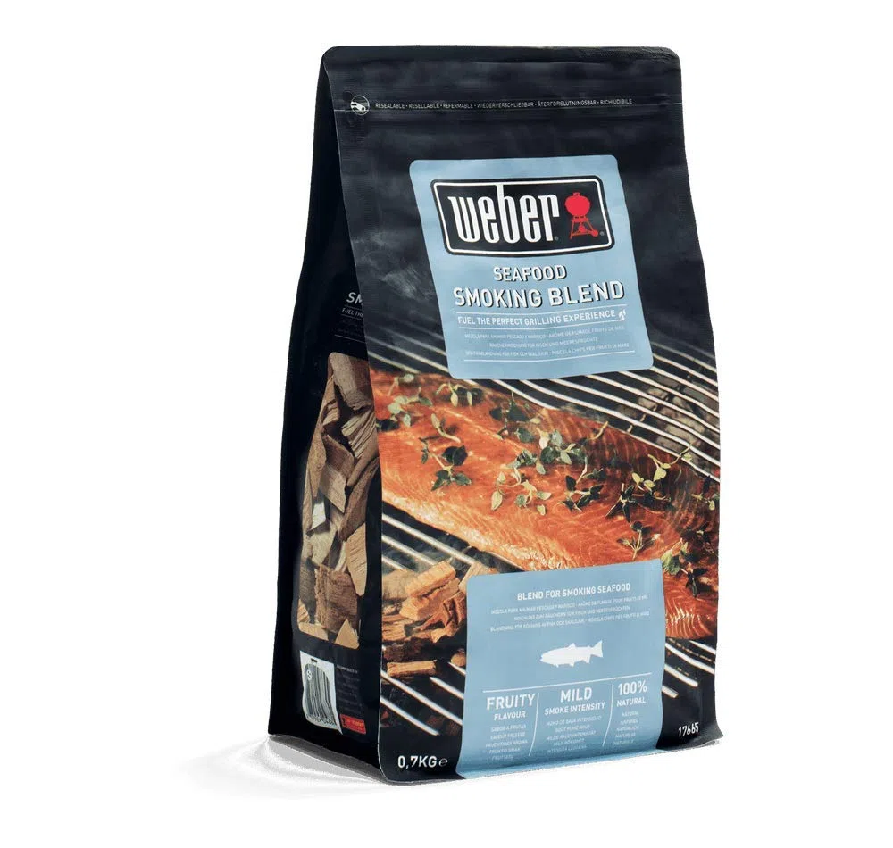 Weber Panetti per affumicatura in Legno di Cedro conf. 4 pz & 17665 - Miscela Chips per affumicatura Frutti di Mare, Marrone