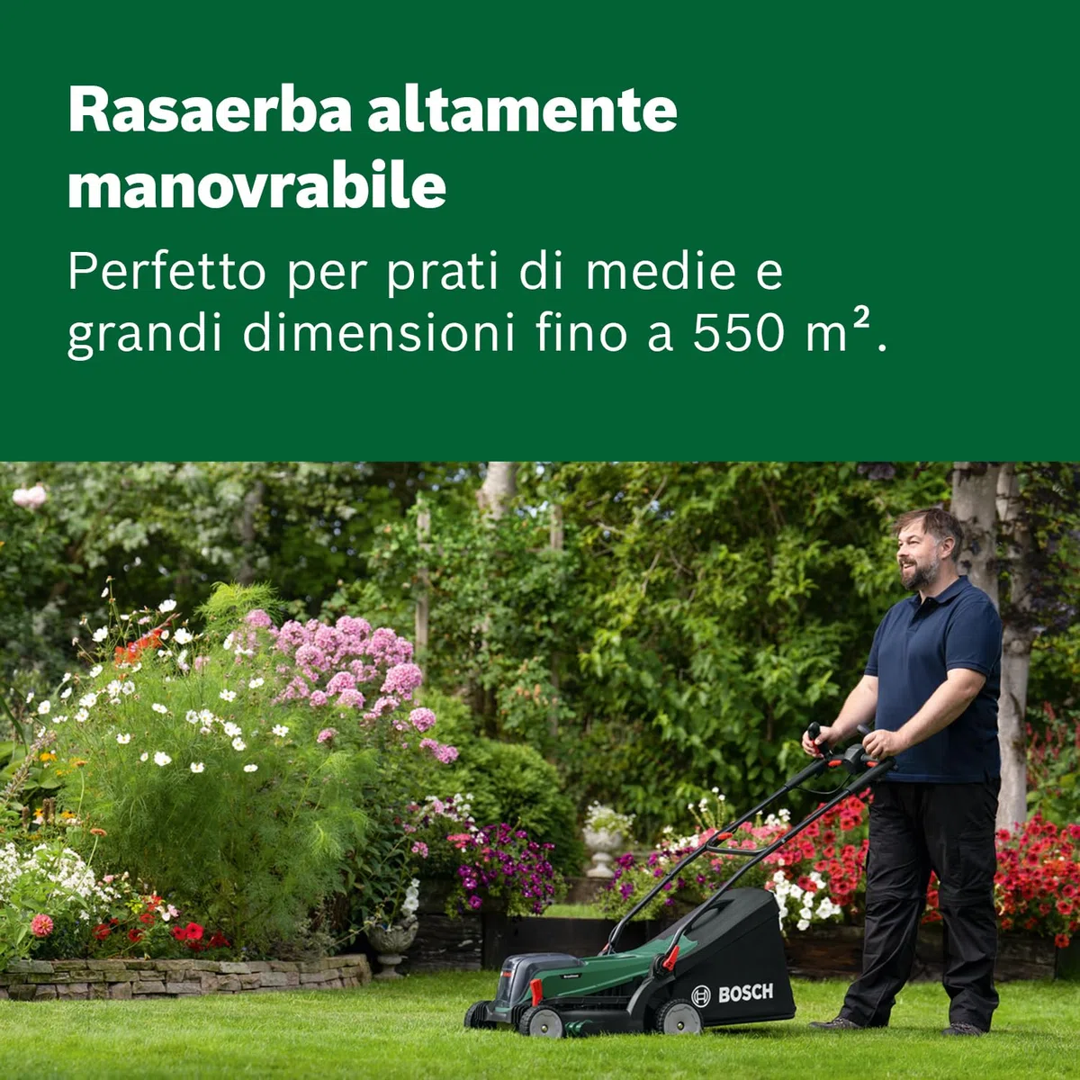 Bosch Tagliaerba/Tosaerba a batteria UniversalRotak 2x18V-37-550 | fino a 500 m2; 18 Volt System; larghezza di taglio: 37 cm; 2 batterie da 18 V 4.0 Ah e caricabatteria