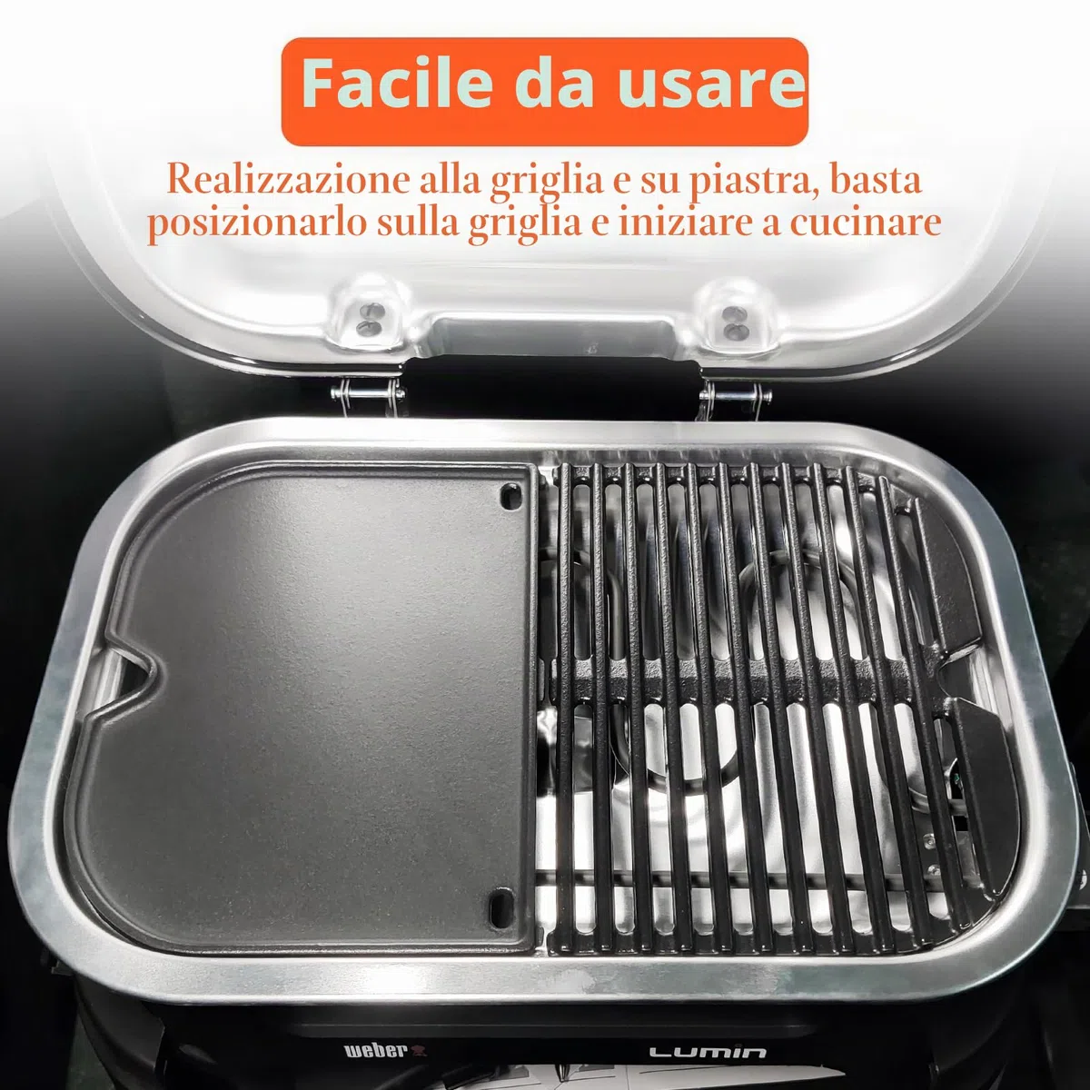 Denmay 28,5 x 21 cm, piastra in ghisa per barbecue Weber Lumin Compact, padella di ricambio per barbecue Weber Lumin Compact, 1 confezione