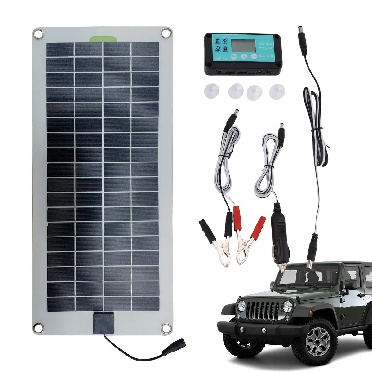 Mantenitore Solare Per Auto, Caricabatteria Solare Per Auto Da 12 V, Mantenitore Di Mantenimento Batteria Solare Da 30 W, Kit Pannello Solare Per Auto Portatile Per, Autoveicoli, Backup