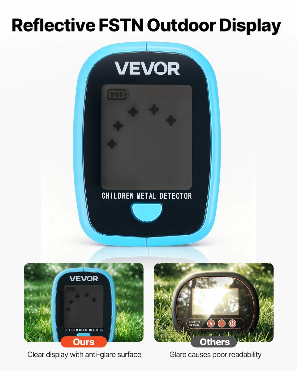 VEVOR Metal Detector per Metalli con Display LCD, Bobina di Ricerca Impermeabile IP68 Profondità di Rilevamento 101,6 mm Frequenza Operativa 3 kHz, Kit Rilevatore d'Oro Metalli da Spiaggia