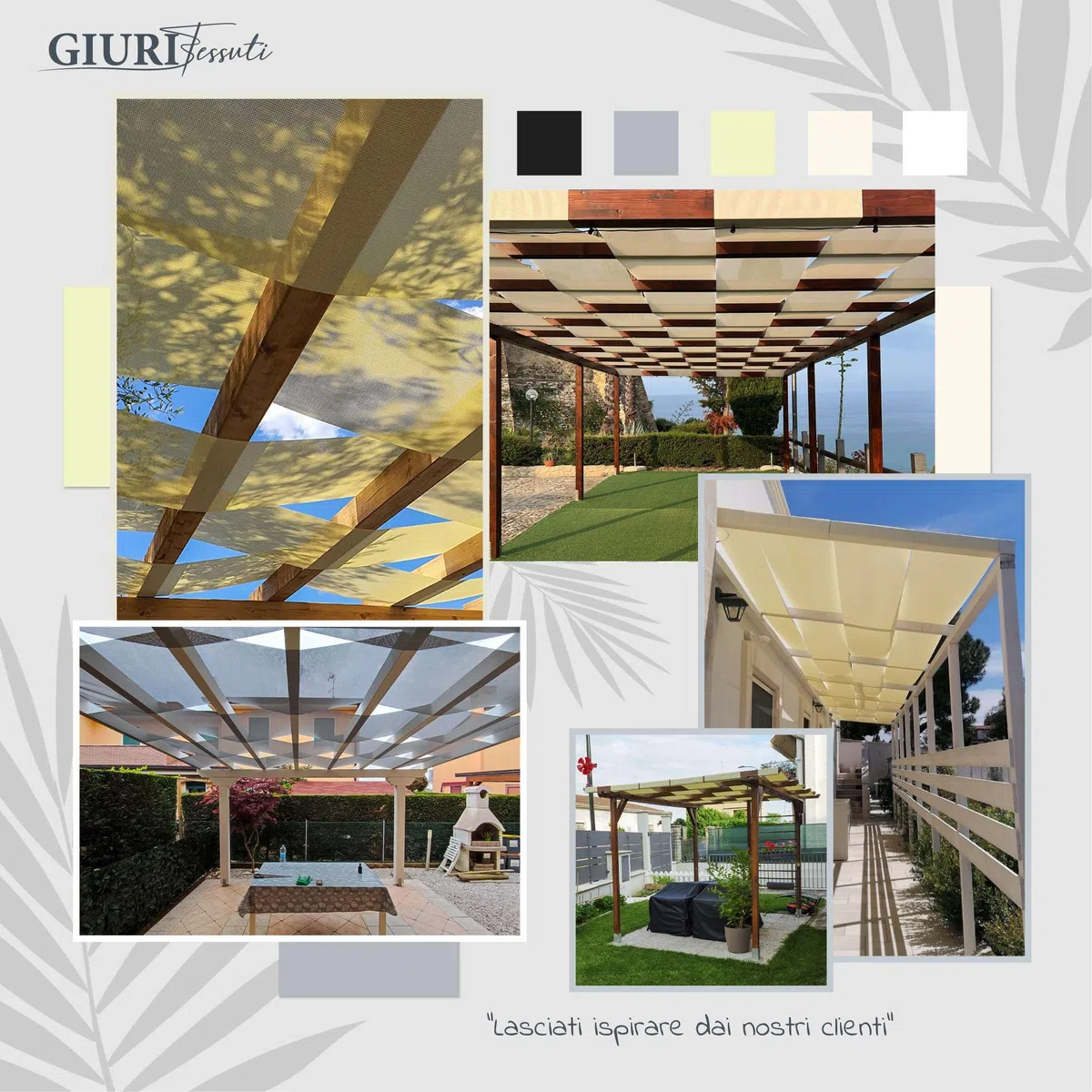 Giuri Tessuti - Fasce in PVC Microforato Mesh per Copertura ad Onda di Gazebo e Pergola - Telo ombreggiante ignifugo (Champagne, 60x450cm)