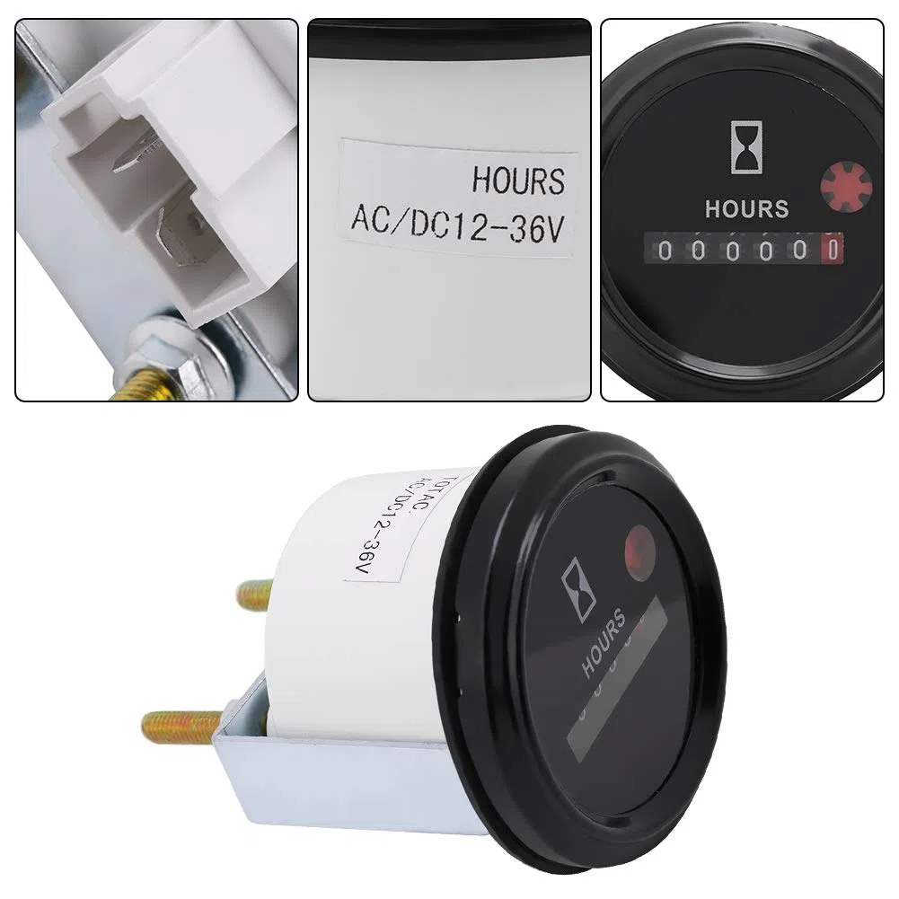 Contaore, 12-36 V DC AC 6 Digit induttivo Contaore tachimetro per barca, trattore, generatore, motore, tosaerba