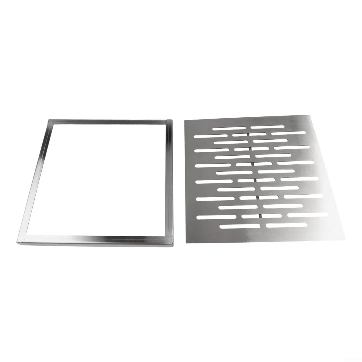 Copertura rettangolare per scarico fognario esterno con telaio in acciaio inox, copertura di drenaggio per acqua rapida per interni ed esterni (300 x 300 x 20 mm)