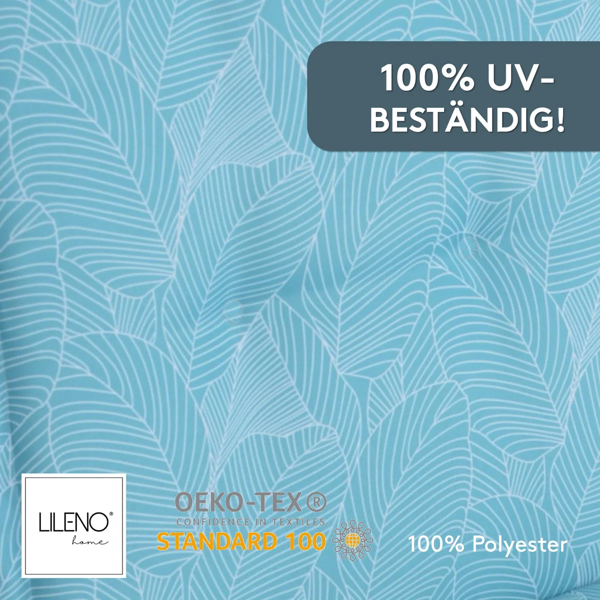 LILENO HOME Cuscini per sedia da giardino [set da 1 – sedia con schienale alto] in foglie Aqua – comodi cuscini per sedie da giardino – cuscini per sedie da giardino e sedie pieghevoli