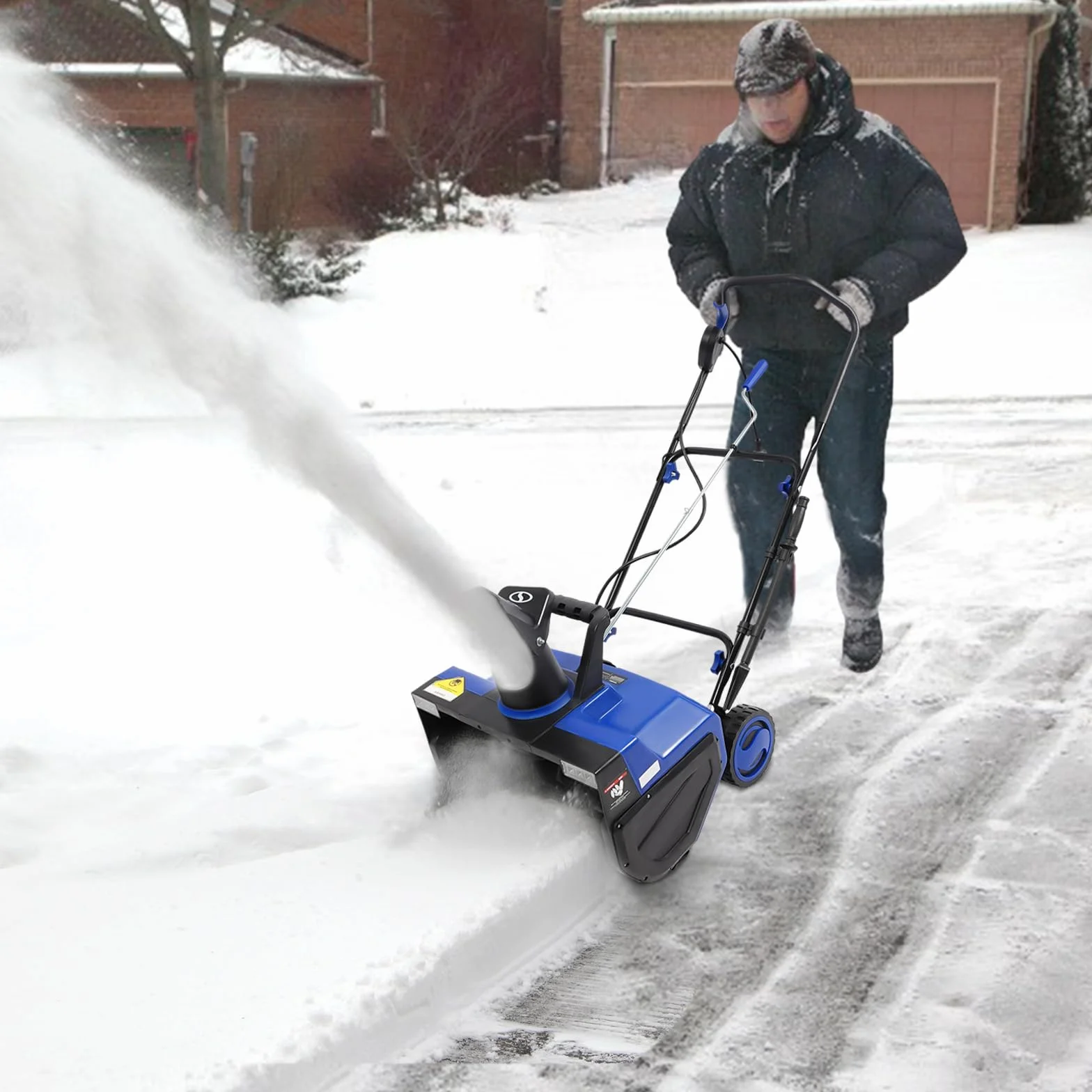 Spazzaneve elettrico 2400 W con larghezza di pulizia 56 cm, profondità 33 cm, altezza 7,6 m, motore in rame e espulsione della neve girevole a 180°, robusto spazzaneve elettrico per vialetti e