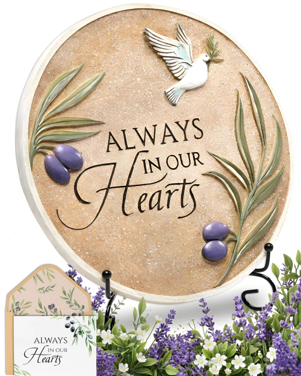 Spiritwind Pietra commemorativa da giardino con supporto, 25,4 cm, pietra commemorativa per i propri cari persi con biglietto di condoglianze, regalo per lutto, condoglianze, decorazioni per interni