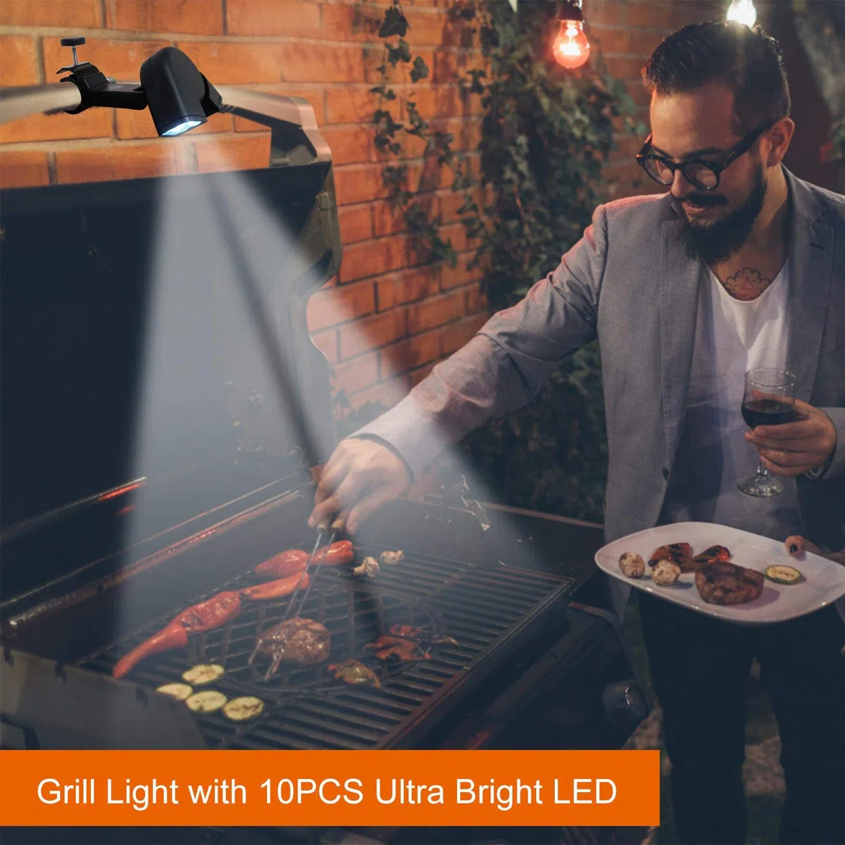 Lampada per Barbecue con Luce per Barbecue, Luci per Barbecue Lampada a LED per Barbecue Super Luminosa Impermeabile Lampada per Griglia Flessibile Resistente Al Calore per (nero)