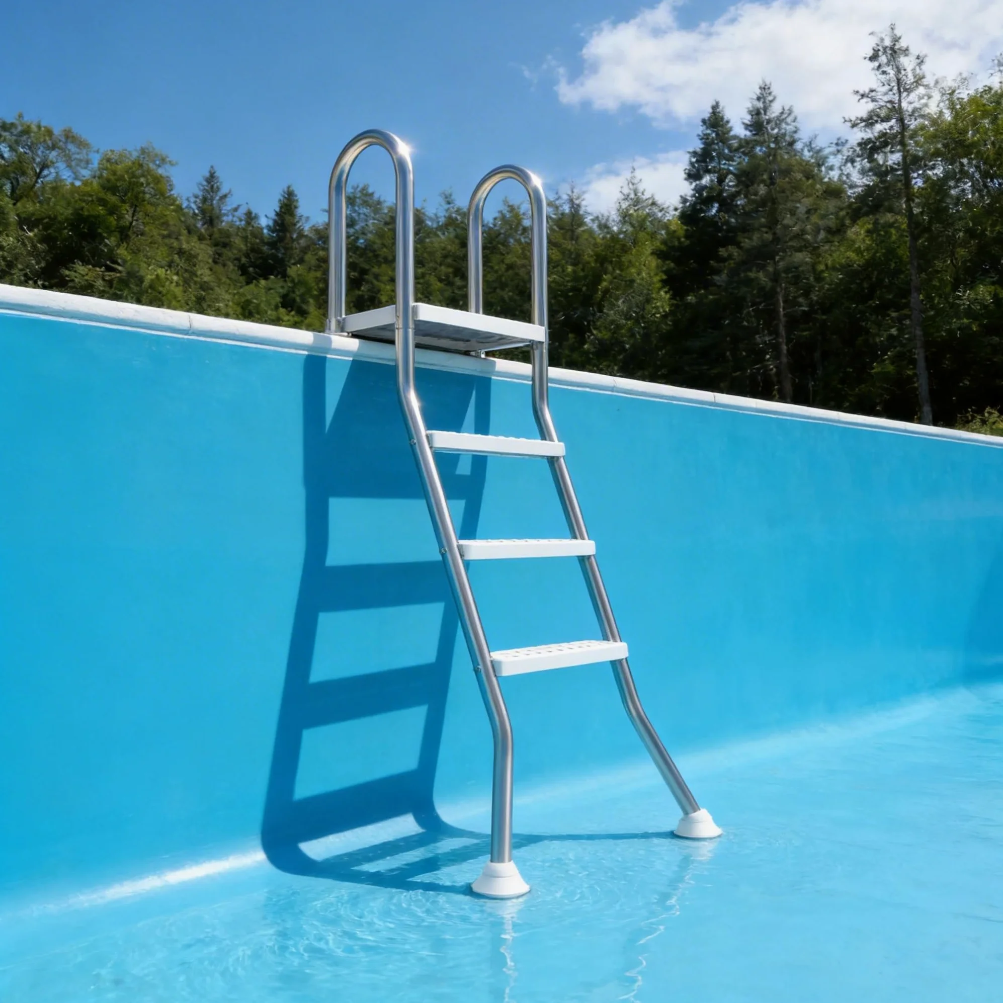 Scala per piscina 3+1 in acciaio inox, con corrimano di sicurezza, gradini in plastica antiscivolo e design con giunto sferico, stabile scala per piscine e piscine fino a 115 cm
