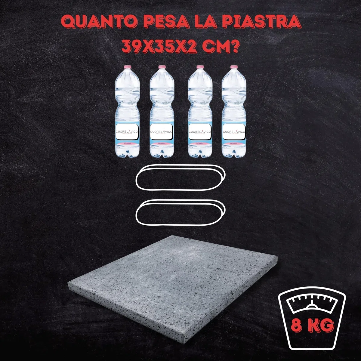 CUORE LAVICO - PIETRA REFRATTARIA PER PER PIZZA DA FORNO IN PIETRA LAVICA ETNEA PER PANE E PIZZA 39X35X2 CM - COTTURA NATURALE MIGLIORE PIETRA OLLARE PER FORNO CUCINA E BARBECUE