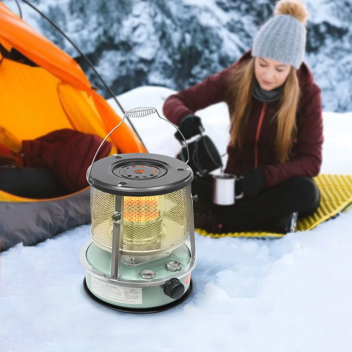 Stufa a petrolio portatile 9000 BTU/H, riscaldamento a cherosene altezza regolabile con serbatoio 4,6L, riscaldamento ausiliario mobile senza elettricità per campeggio, interno, esterno ed emergenza