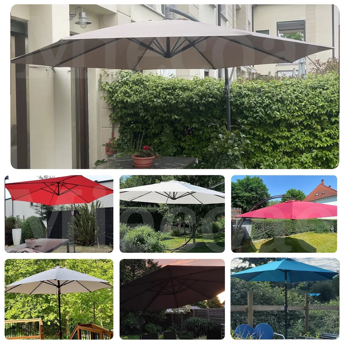 Patio 8,2 piedi / 8,8 piedi / 9 piedi / 10 piedi di ricambio ombrello baldacchino copertura ombrello da giardino telo di ricambio 6 nervature / 8 nervature per piscina cortile esterno ombrelli