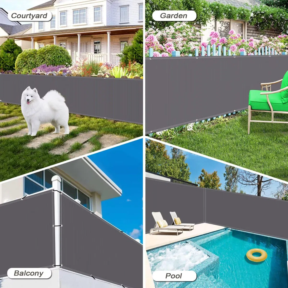 Frangivisto Balcone Protezione Rettangolare,Tenda Parasole Impermeabile Anti-UV Antistrappo, Vela Ombreggiante con Occhielli Facile da Installare Grigio Scuro 0.75x10m