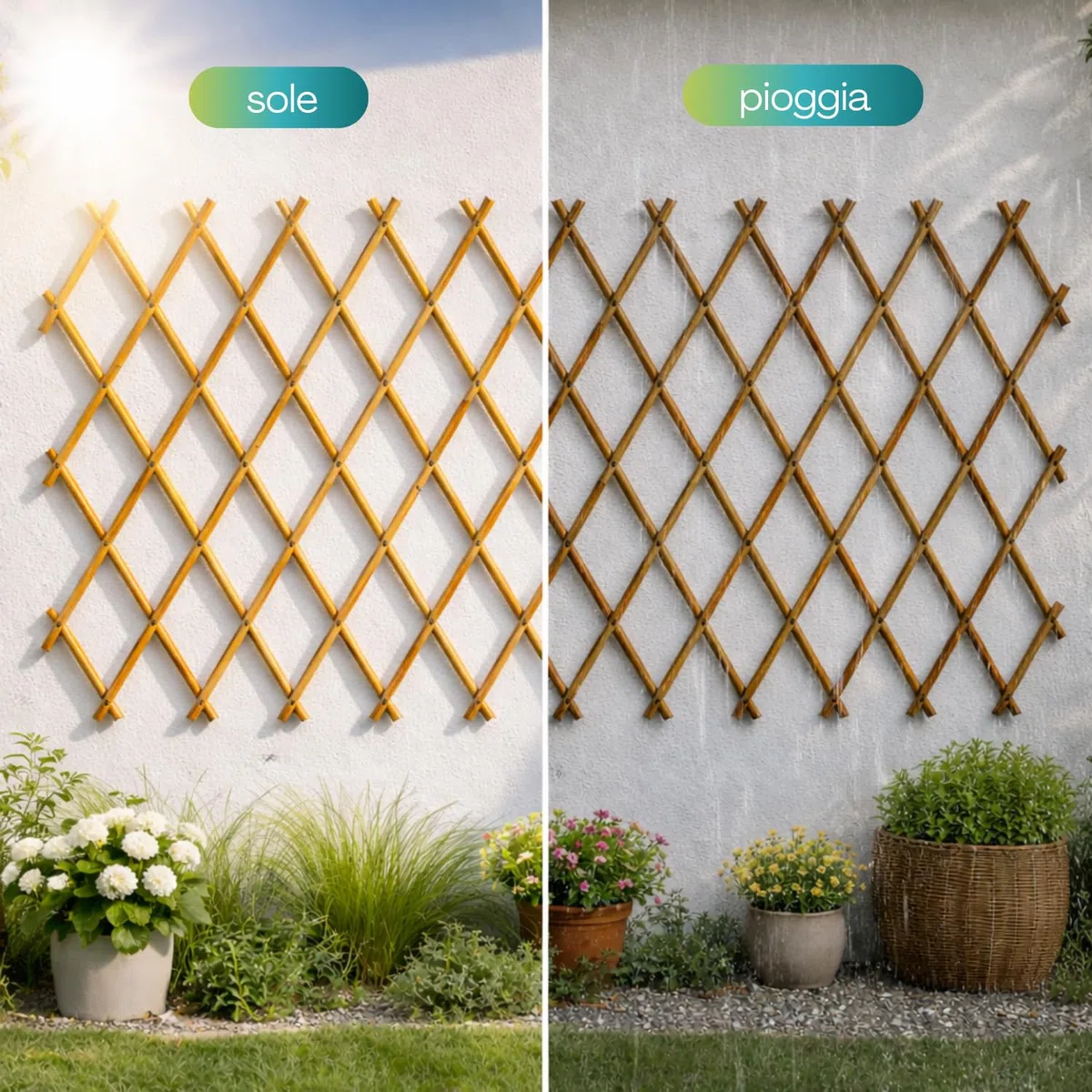Virsus 1 Traliccio Estensibile in Bamboo Naturale 3966, Diametro 12-14 mm, per Sostegno a Muro di Fiori e pianti rampicanti, per Decorazione Esterni Pannello Recinzione Giardino, terrazzo (180x120 cm)