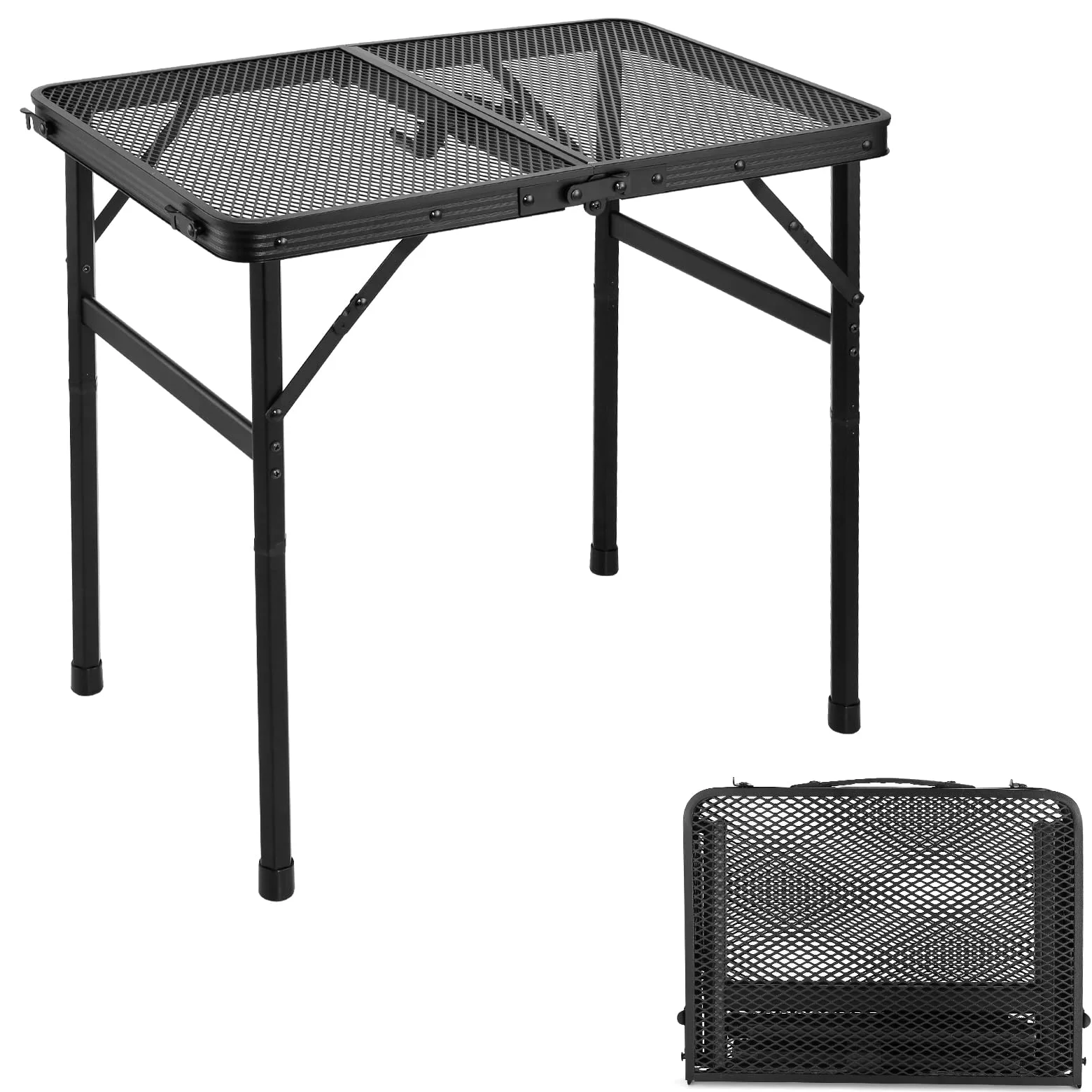 Odoland Tavolo Pieghevole Salvaspazio 60x40x56 cm, Tavolo da Picnic con Maniglia di Trasporto, Tavolino da Campeggio Portatile Ultraleggero, Tavolo per Giardino Viaggio Picnic Campeggio