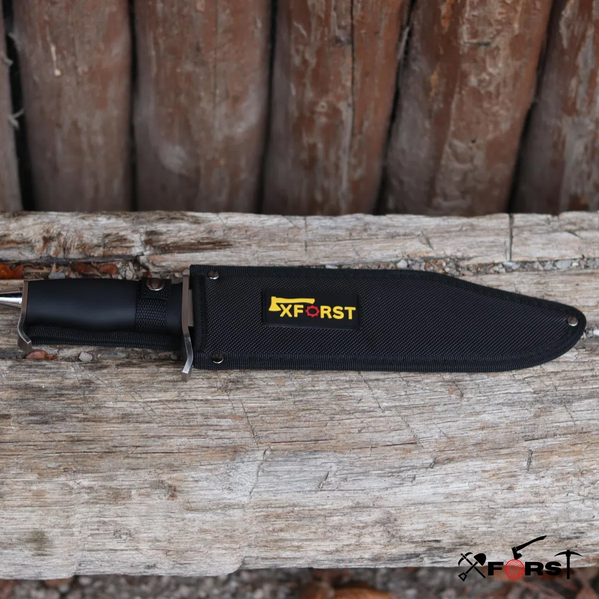 Xforst machete da giardino Coltello da sopravvivenza outdoor di alta qualità, lunghezza totale 38 cm, impugnatura in plastica e fodero in tessuto Oxford.