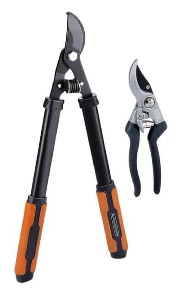 BLACK+DECKER Troncarami – 2 pezzi – cesoie da potatura 53,3 cm – cesoie da giardino 20,3 cm – nero/arancione