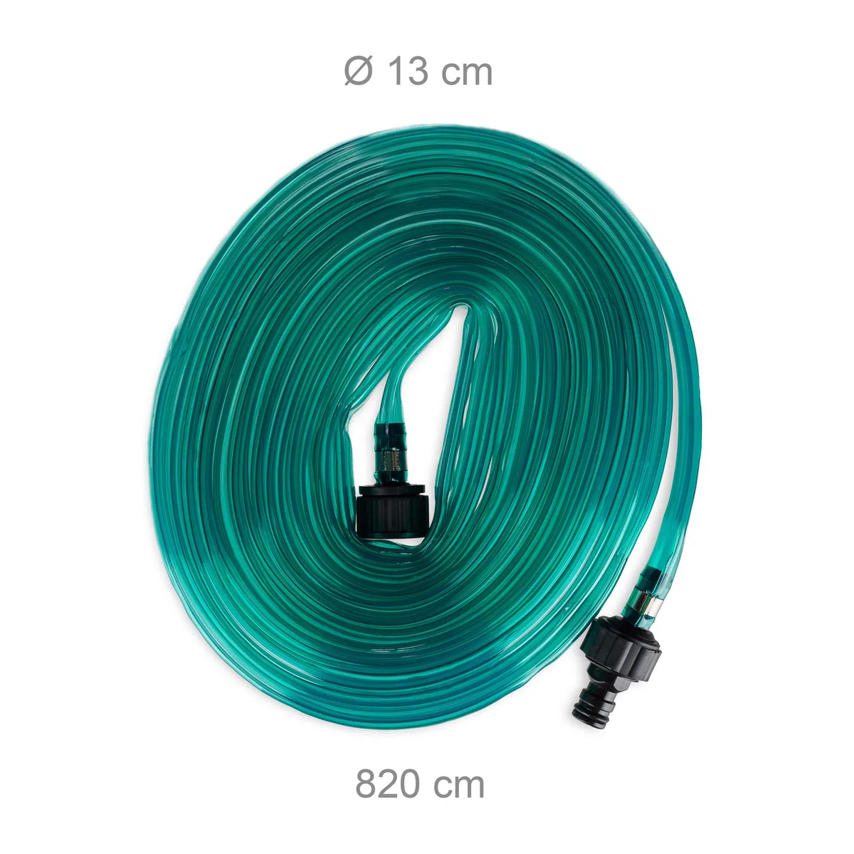 Relaxdays Tubo Flessibile per l'Acqua, per l’Annaffiamento di Piante in Giardino, con Fori, con Connettore, 8,2 m, Verde