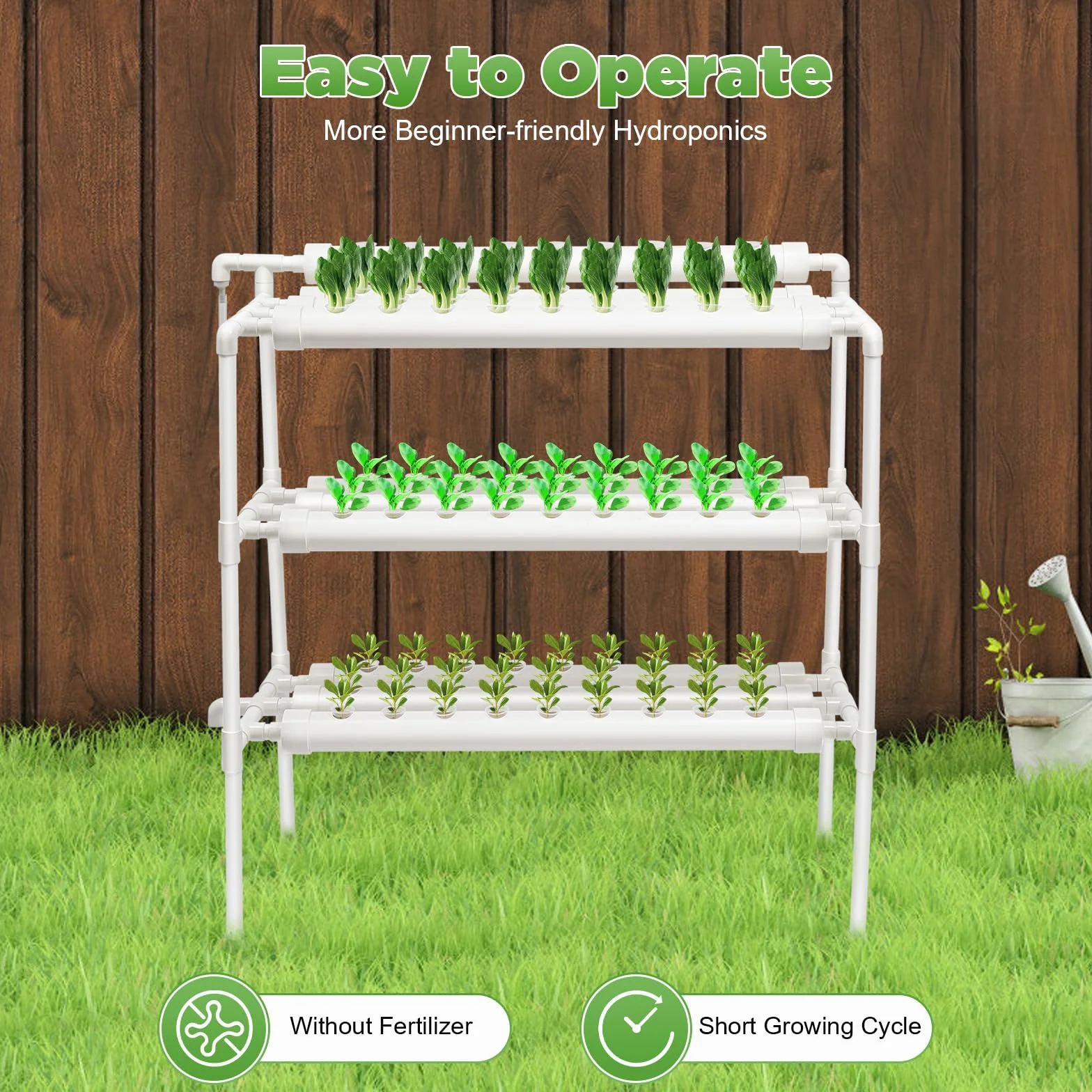 Futchoy Kit di Coltivazione Idroponica 108/90 Siti per Piante 3 Strati Piante Vegetali Giardino Cortile Terrazza, per casa, giardino e ufficio (99 Piante)