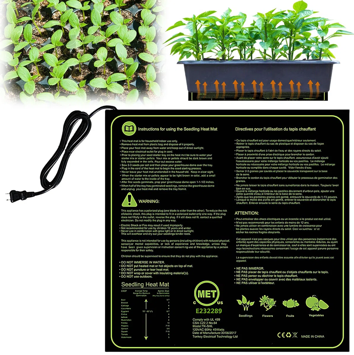 Tappetino Riscaldante Per Piante, Tappetino Riscaldante Per Piantine, Serra Di Germinazione Impermeabile 50 W Tappetino Termico Per Piante Per Germinazione E Regolazione Della Temperatura (50cm*52 Cm)