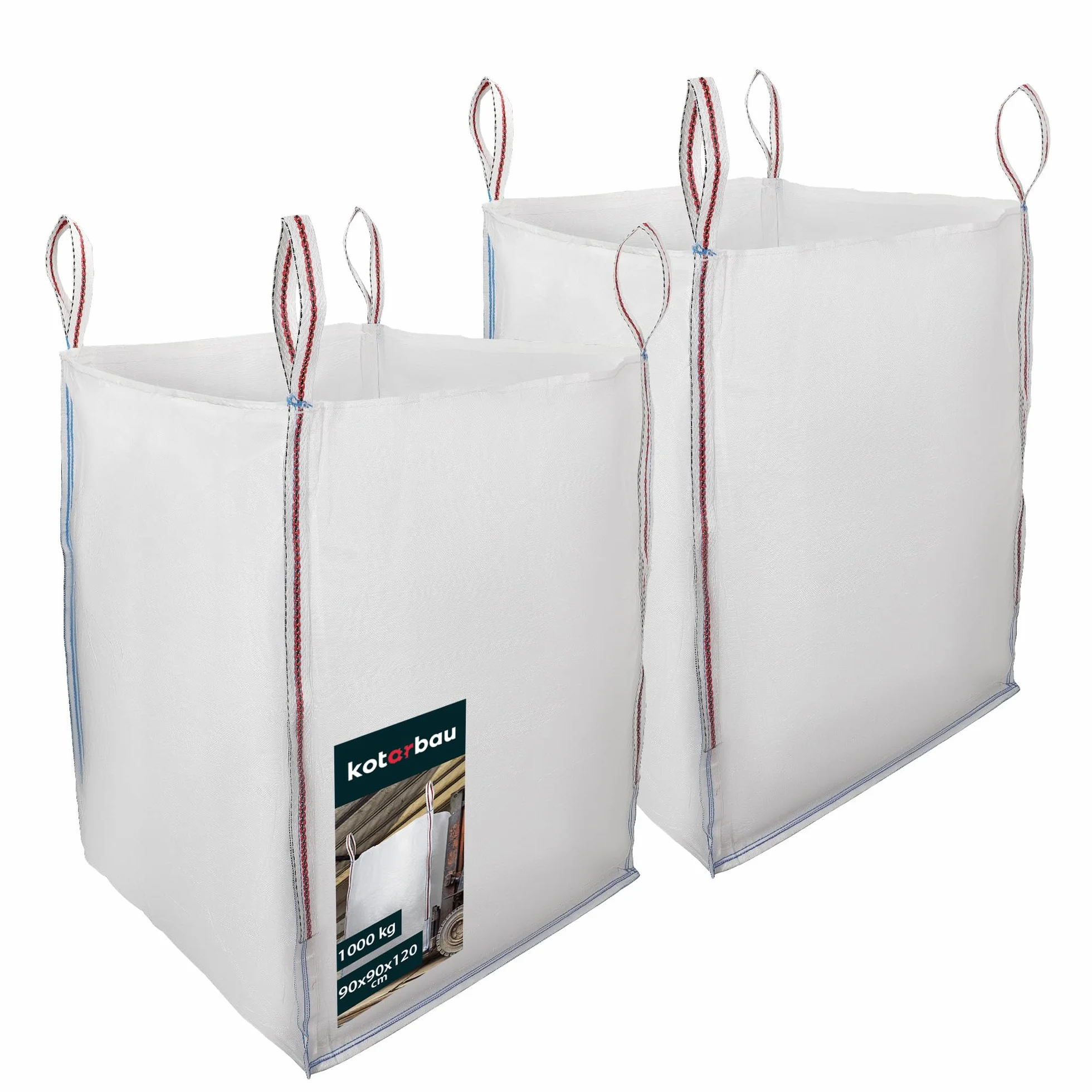 KOTARBAU Big Bag, 2 sacchi per rifiuti da giardino, 90 x 90 x 120 cm, stabili, aperti, 1000 kg, in polipropilene, per carichi pesanti, da giardino, da giardino, per rifiuti