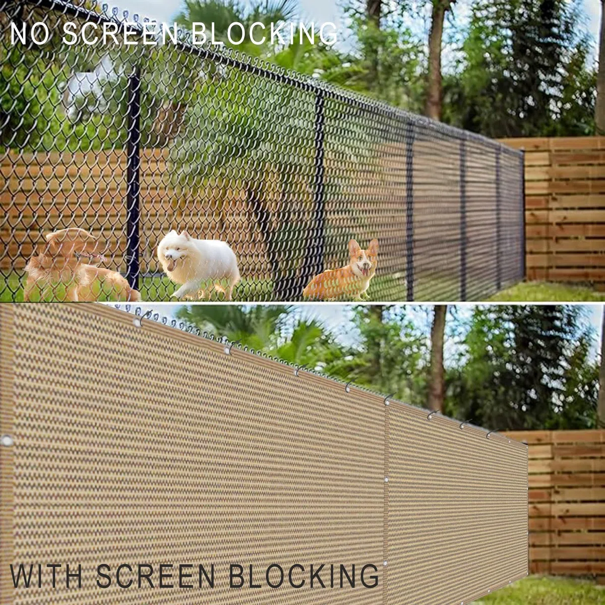 Telo Copri Ringhiera Balcone 95 x 500 cm Protezione Della Privacy, Frangivento, Anti-Uv, Agenti Atmosferici Telo Ombreggiante Recinzioni con Corde Fascette per Patio, Giallo sabbia