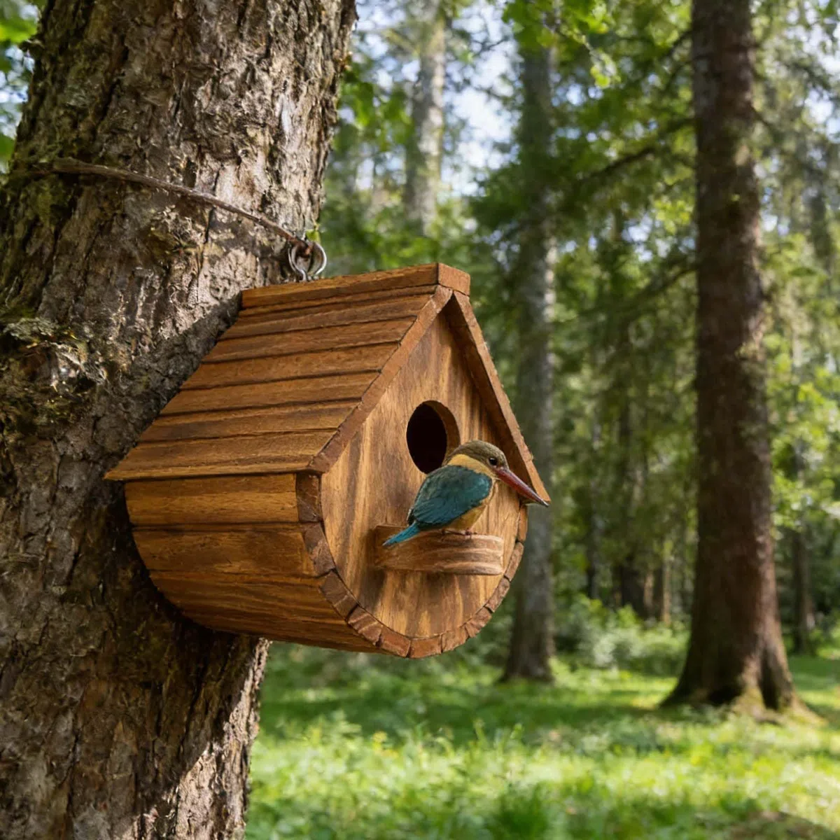 Nido per Uccelli, Casetta per uccelli sospesa, Casetta Uccellini, Casetta per Uccelli in Legno, Nido per Uccelli da appendere, design resistente alle intemperie, adatto per giardini e balconi