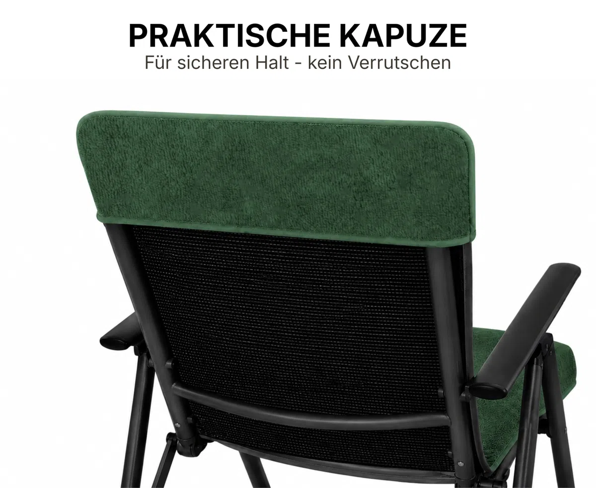 Brandsseller Coprisedia in Spugna per Sedia da Giardino 65x130 cm – Asciugamano XL in 100% Cotone Copricuscino - antiscivolo, lavabile, certificato Oeko-Tex – Verde Scuro