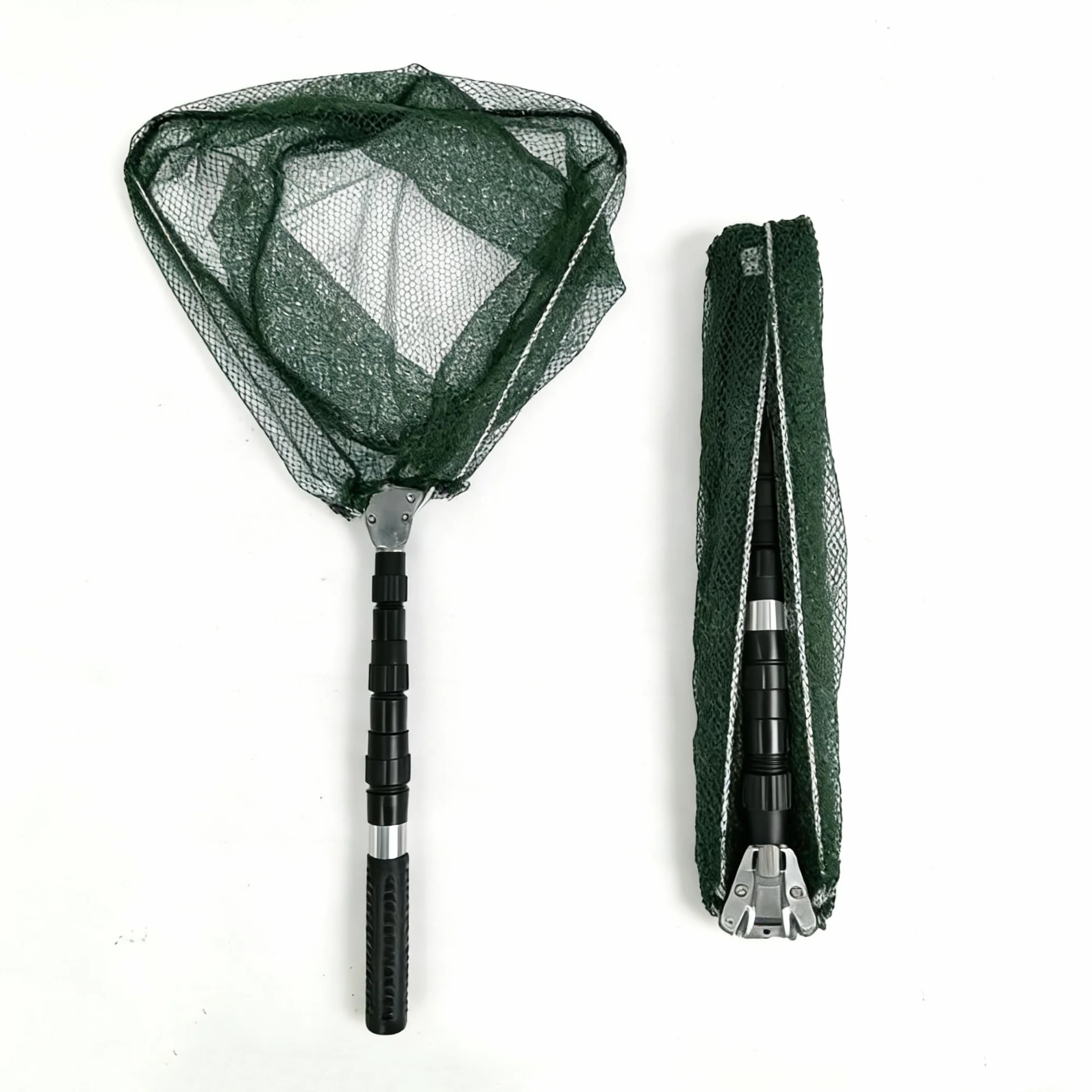 Rete da Pesca Telescopica da 130cm Guadino Pesca Telescopico Triangolo Retino da Pesce Pieghevole Rete da Pesce con Manico in Lega di Alluminio per Oggetti Galleggianti, Stagni, Trota, Carpa