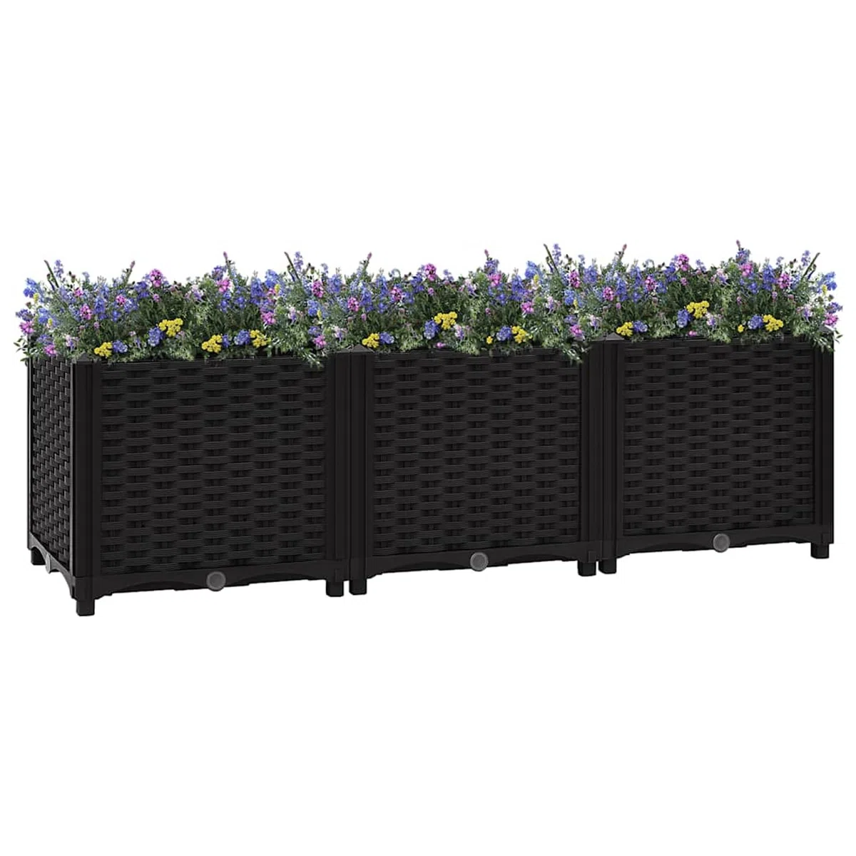 Gecheer Letto Rialzato, Fioriera in Polipropilene 120x40x38 cm per Giardino, Aiuola Rialzata con Ampio Spazio per Piante, Fiori, Orto Domestico, Facile da Montare, Design Elegante Nero