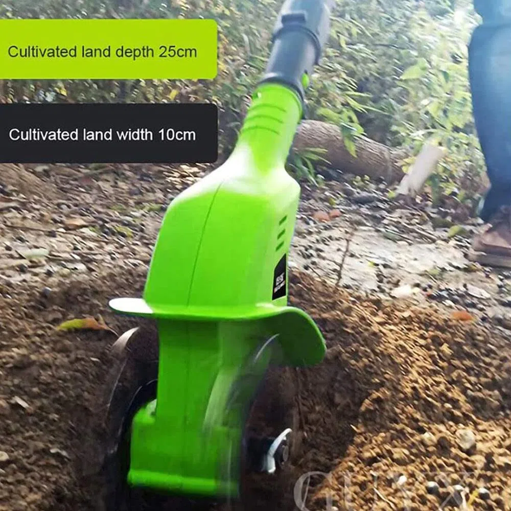 Rotavator senza fili, 20V leggero portatile elettrico senza fili alimentato a batteria coltivatore di terreno a denti anteriori giardinaggio con batteria ricaricabile 4000mAh e caricatore