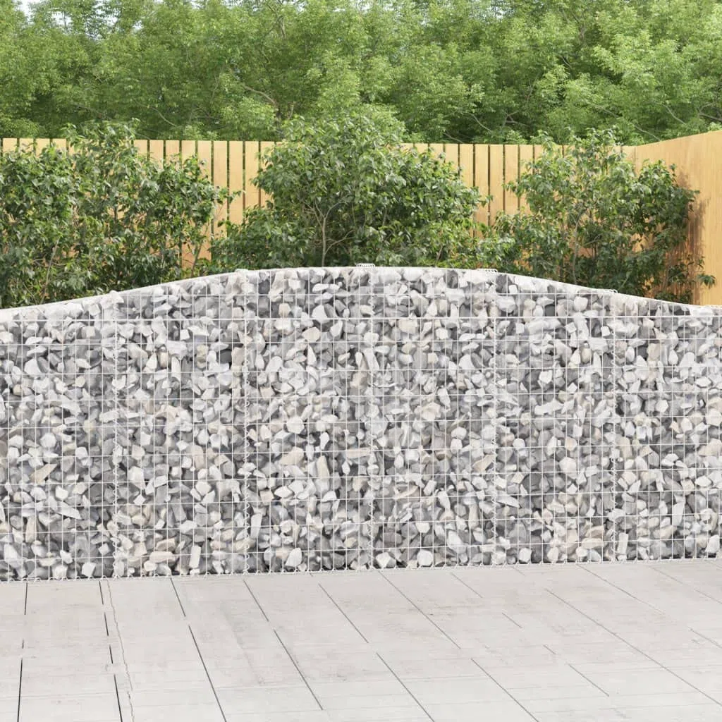 Set di 8 recinzioni per gabbioni, 400 x 30 x 100/120 cm, in ferro zincato con arco alto, per giardino, prato e terrazzo, robuste e durevoli, adatte anche come frangivista decorativa