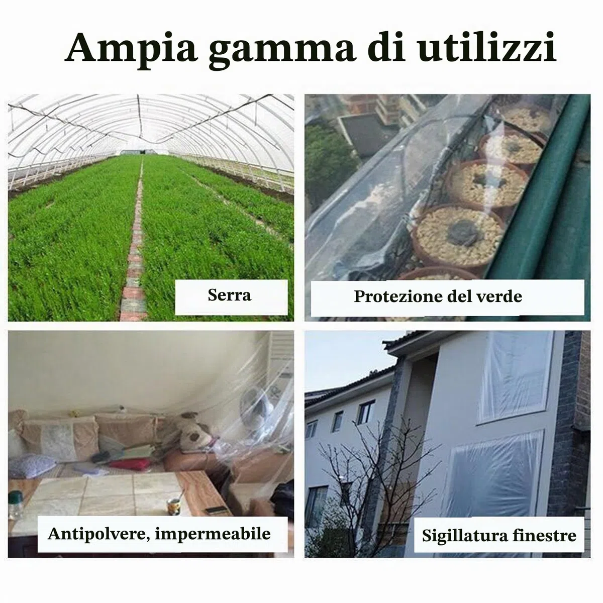 Pellicola per serra da 300 cm x 400 cm, polietilene 1120 g, extra spessa, resistente agli strappi, trasparente, per tunnel, per orto e giardino, per serra da pomodoro