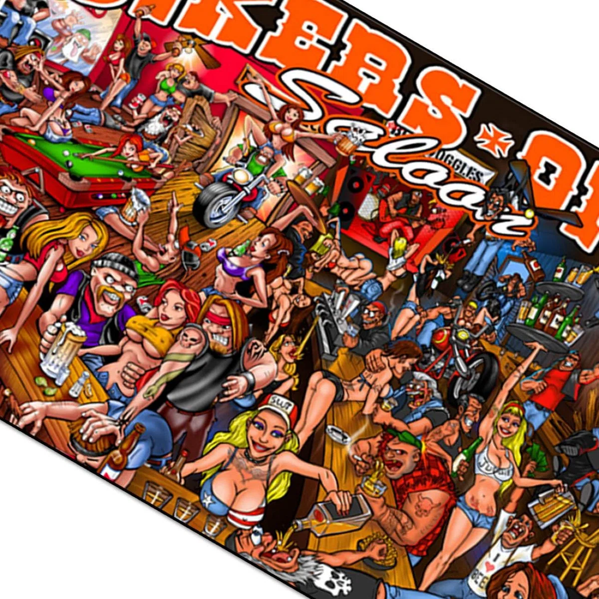 Hot Leathers (FGA1027 Multi; 3 'X5 Multicolor Bar Scene Biker Flag