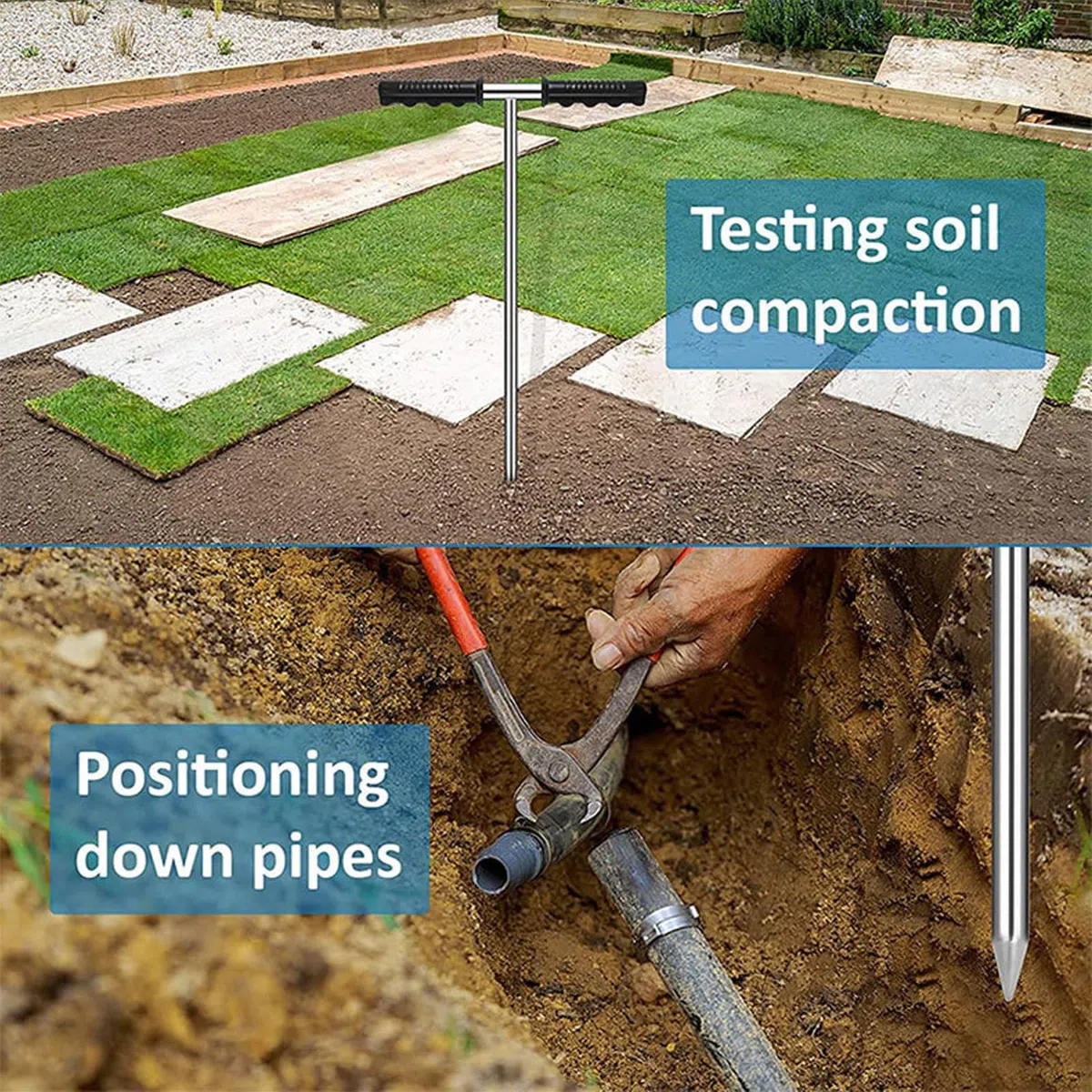 Sonda per Terreno, Sonde per Campioni di Terreno con Punta Affilata Regolabile con Impugnatura a T, Strumento di Test per Campionatori di Terreno in Acciaio Inossidabile per Il Campionamento del Terre