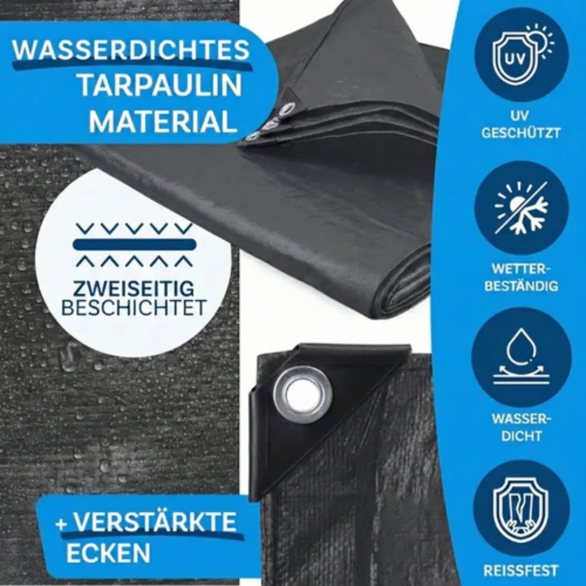 etm Telone di copertura 240 g/m², impermeabile, 6 x 8 m, colore antracite, multiuso per la protezione dalle intemperie, adatto per il giardino, resistente ai raggi UV, impermeabile e lavabile
