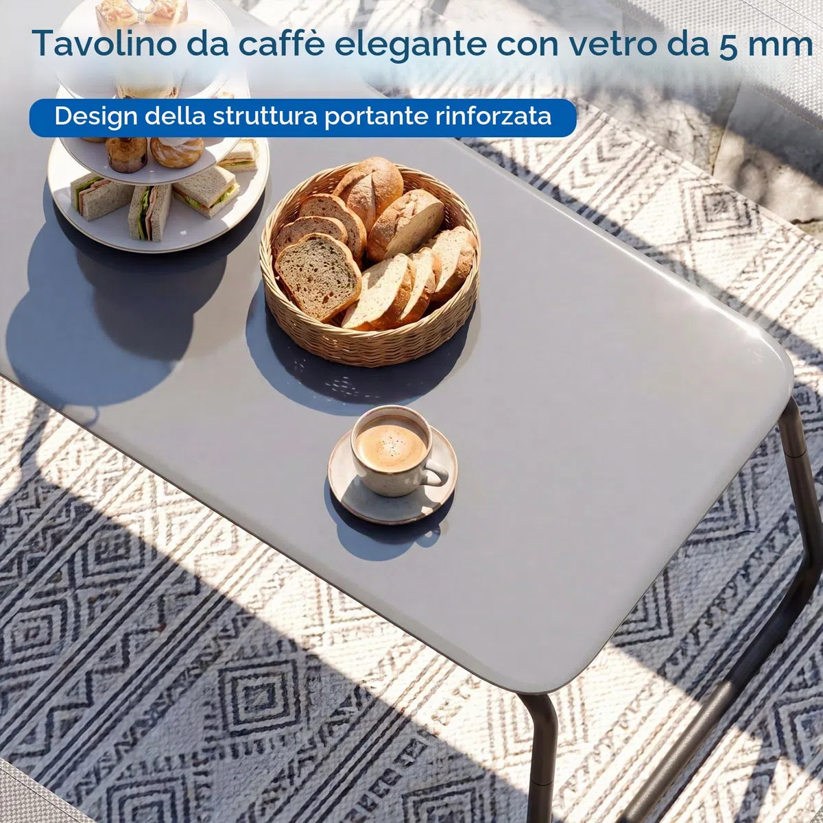 Clevich Set Salotto da Giardino 4 Pezzi in Textilene, Mobili da Esterno con Piedini Regolabili, Resistente agli Agenti Atmosferici, Adatto per Terrazzo, Giardino e Spazi Esterni, Grigio