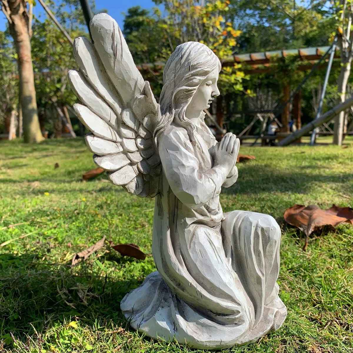 Statua di Angelo in Preghiera da Giardino, Scultura Religiosa di Fata Impermeabile Figurina Decorativa Arte Decorazione per Patio, Prato, Cortile, Ornamento Regalo Inaugurazione Casa Angeli