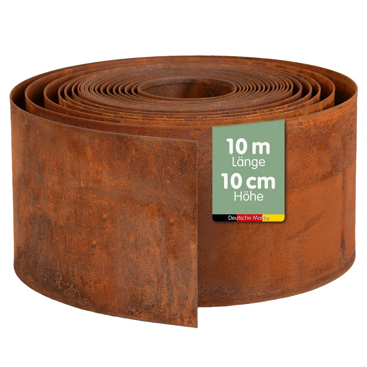 UNUS Bordo per prato, in acciaio corten, liscio, 10 m x 10 cm, flessibile, effetto ruggine, per aiuole, prati e sentieri